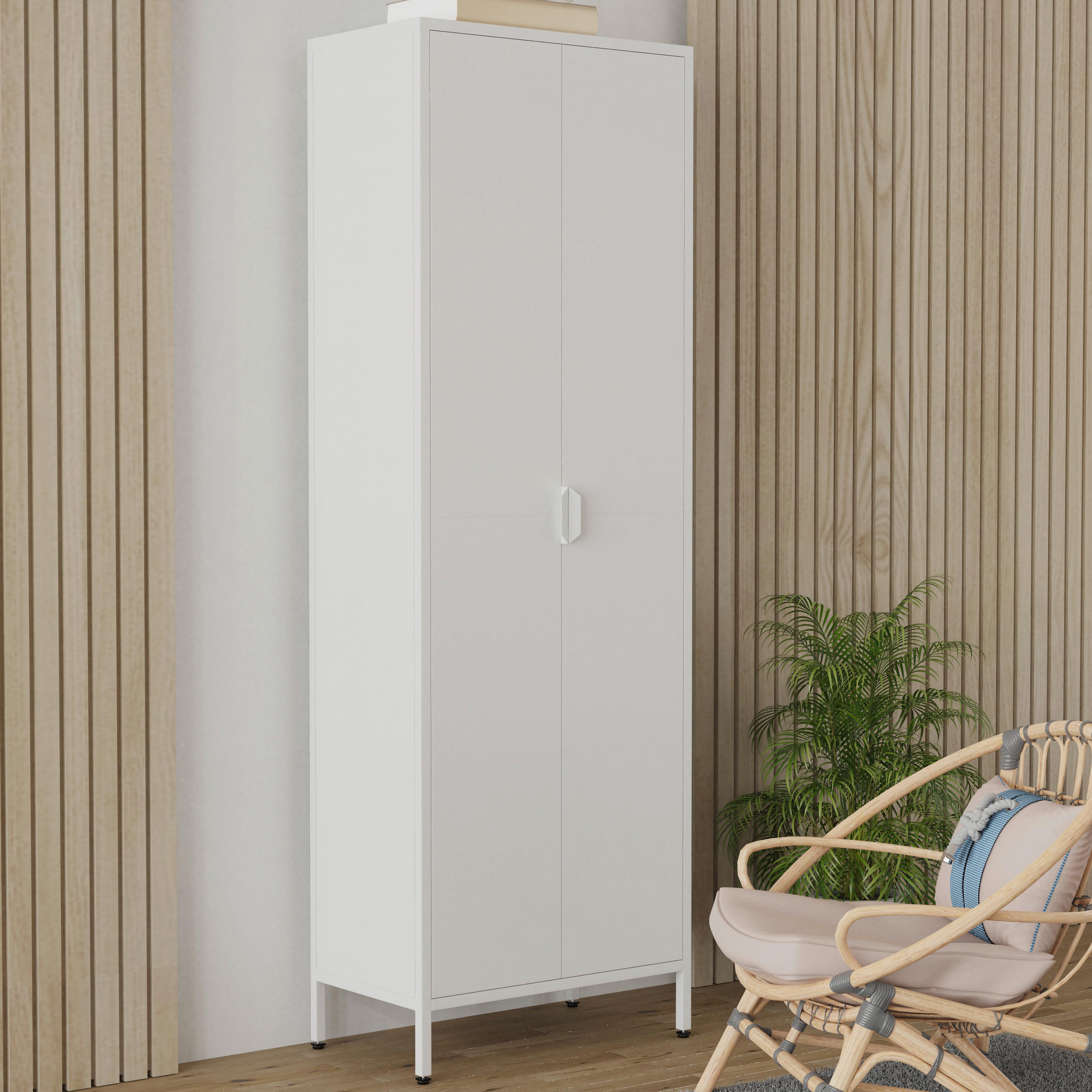 DREHTÜRENSCHRANK FLOKAS XL - Weiss, Design, Metall (60/180/35cm) - MID.YOU