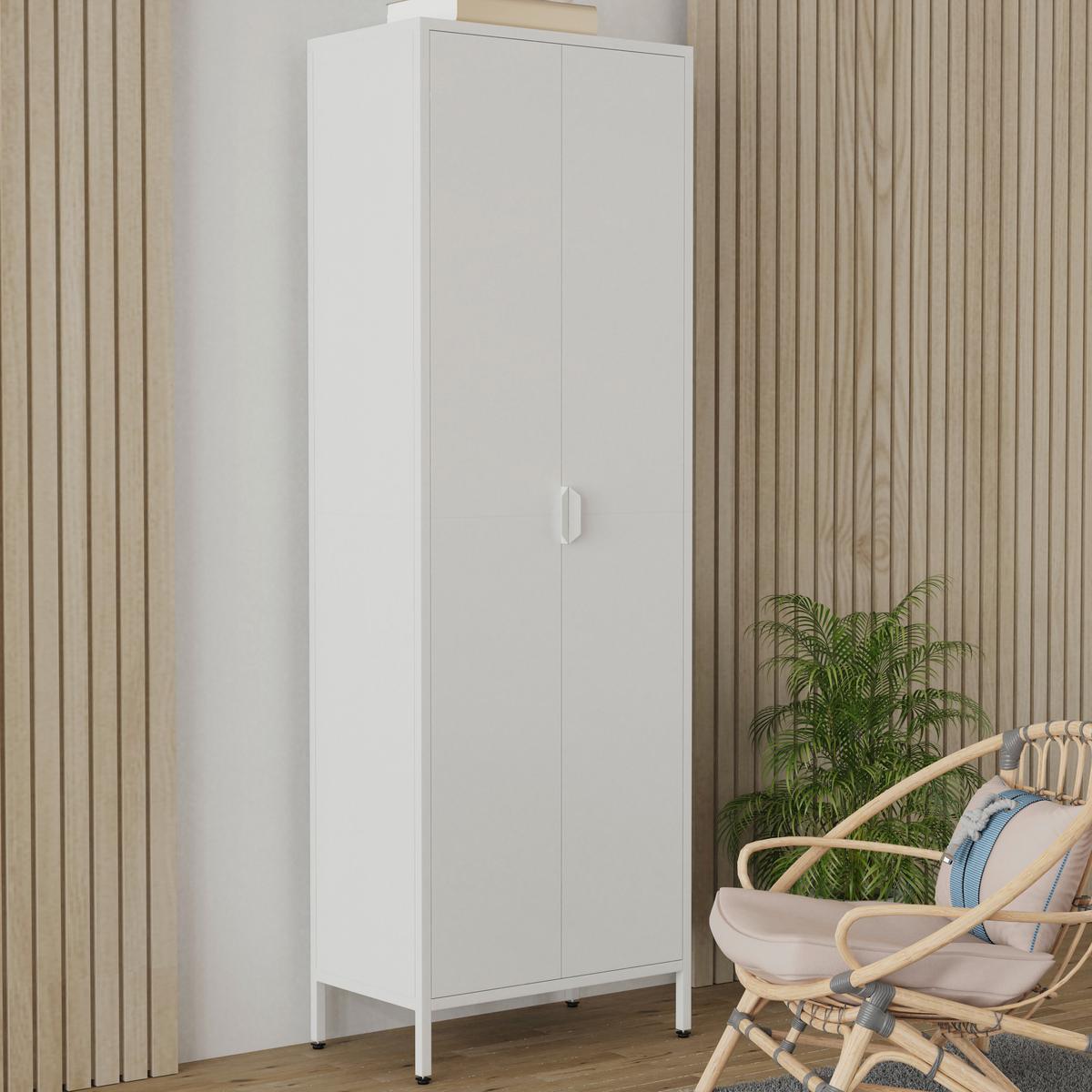 DREHTÜRENSCHRANK FLOKAS XL - Weiss, Design, Metall (60/180/35cm) - MID.YOU