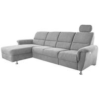 Wohnlandschaft Parole Grau Mikrofaser - Chromfarben/Grau, KONVENTIONELL, Textil/Metall (165/292cm) - Livetastic