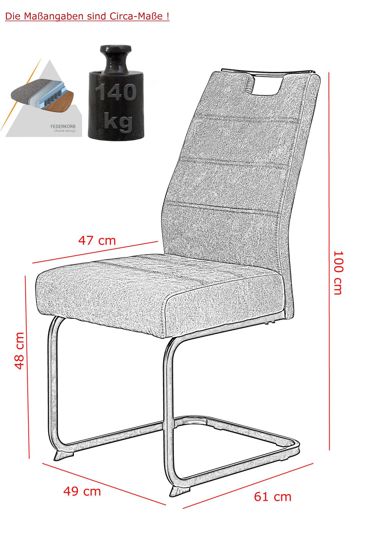 Schwingstuhl 2er-Set Kerstin S Schlammfarben Mikrofaser - Schlammfarben/Schwarz, MODERN, Textil/Metall (49/100/61cm) - MID.YOU