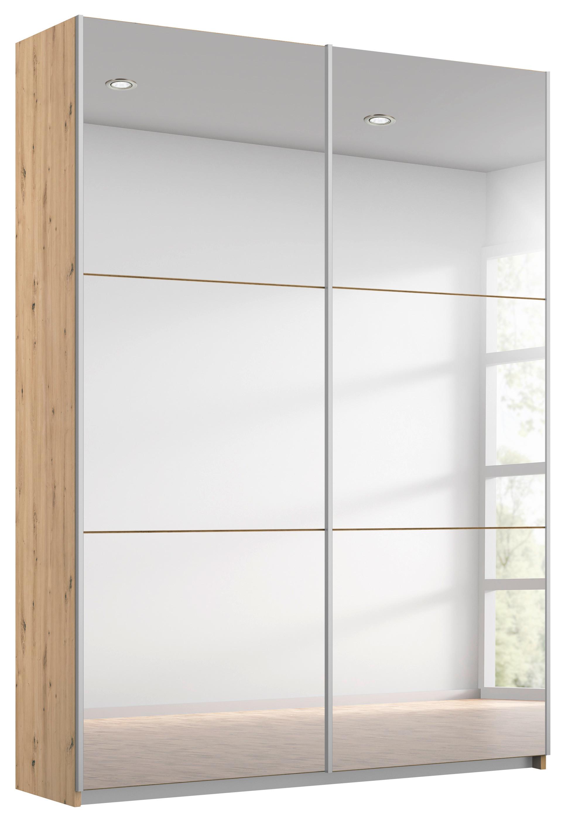 Ormar S Kliznim Vratima Reflect - srebrne boje/hrast Artisan, Moderno, staklo/drvni materijal (131/210/59cm) - Modern Living