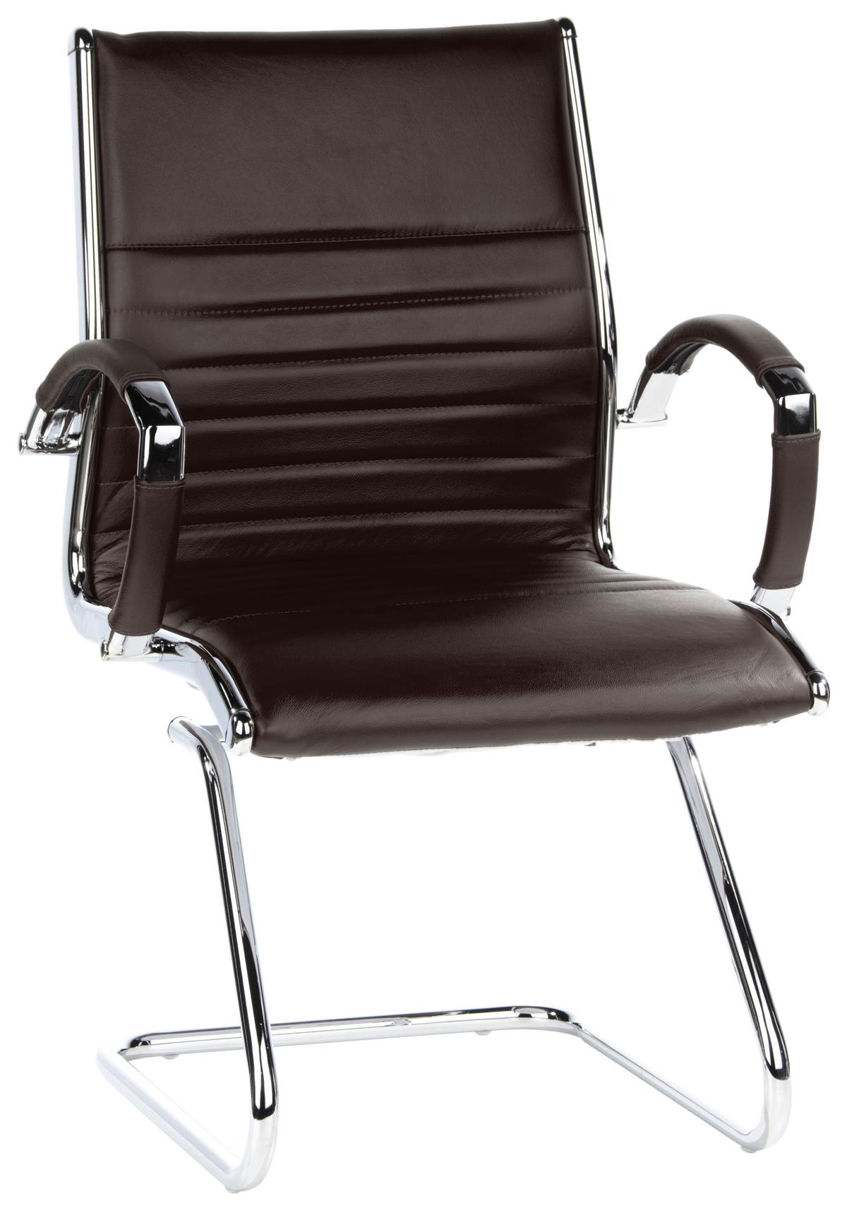 Besucherstuhl Parma V Dunkelbraun/Chromfarben - Chromfarben/Dunkelbraun, MODERN, Leder/Textil (62/94/46cm) - MID.YOU