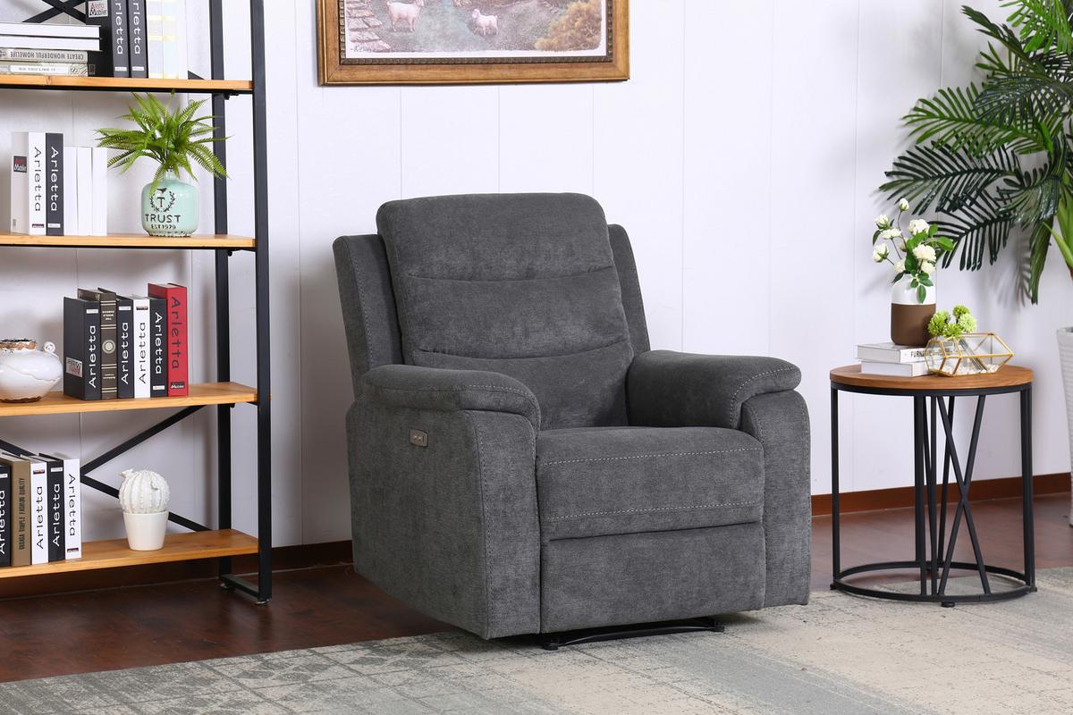 Počivalnik Manchester, Siva, Relax Funkcija - siva/črna, Konvencionalno, umetna masa/tekstil (92/102/93cm) - Ondega