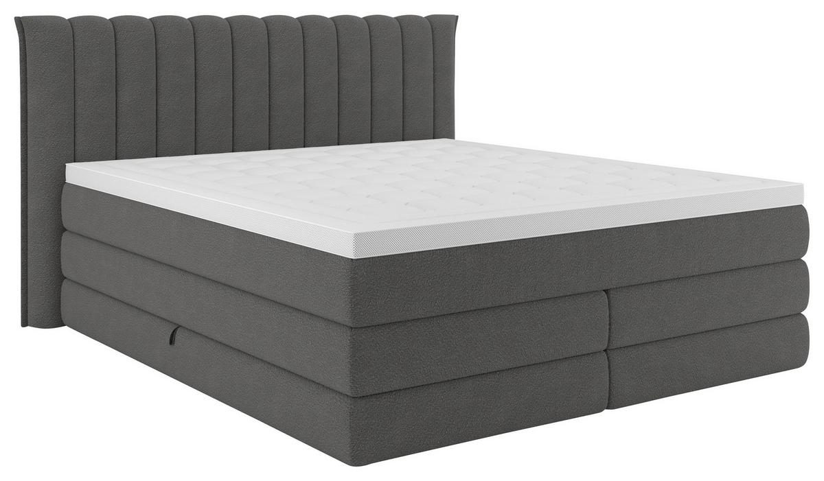 Boxspringbett Lina Anthrazit ca. 180x200cm - Anthrazit, KONVENTIONELL, Holz/Holzwerkstoff (180/200cm) - Premium Living