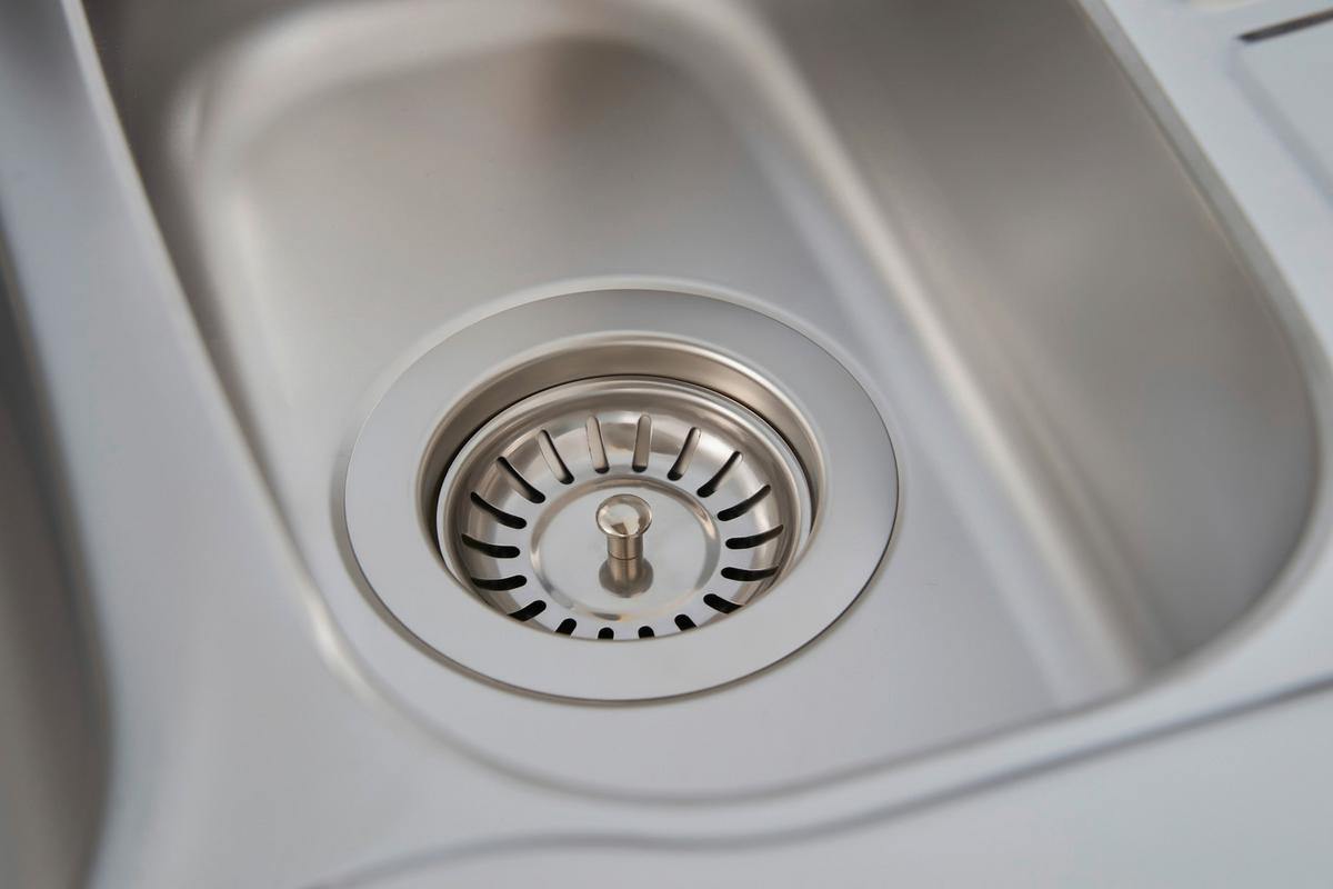 Spüle Edelstahl m. Siebkorb B/T ca. 100x50 cm - Edelstahlfarben, MODERN, Metall (100/17,5/50cm) - Respekta