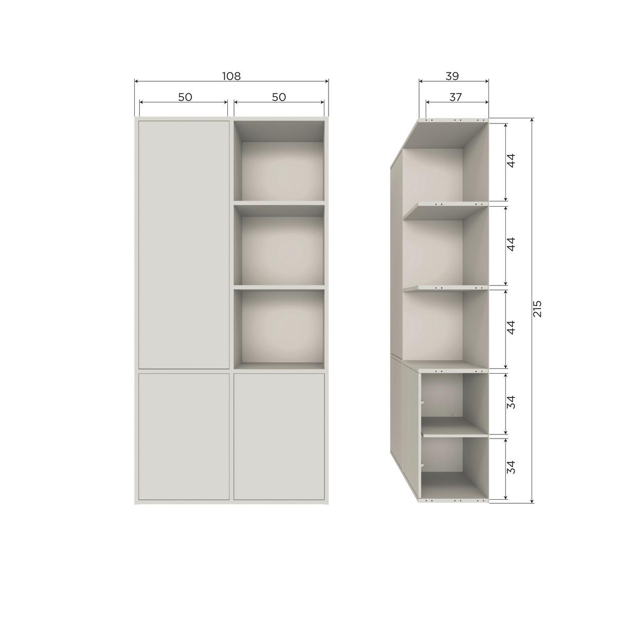 Mehrzweckschrank Meggy Grau B: 108 cm - Grau, Design, Holz (108/215/40cm) - Livetastic