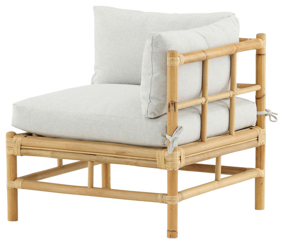 Loungeeckteil Cane Bambus Rattan ca. 75x70 cm - Hellbraun, KONVENTIONELL, Holz/Textil (75/70/74cm) - Gardenson