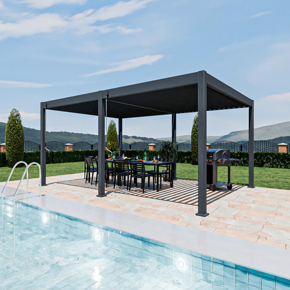 Pergola Superior, Antracit, 3,6x5,3m - antracit, Basics, kovina (360/255/530cm) - Gardenson