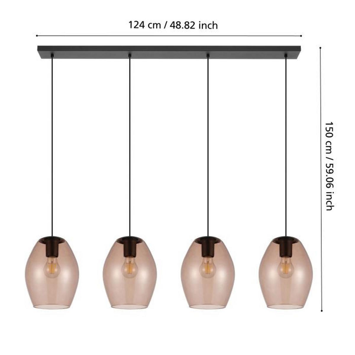 Hängeleuchte Estanys 1 - Schwarz, Basics, Glas/Metall (124/19/150cm) - Eglo