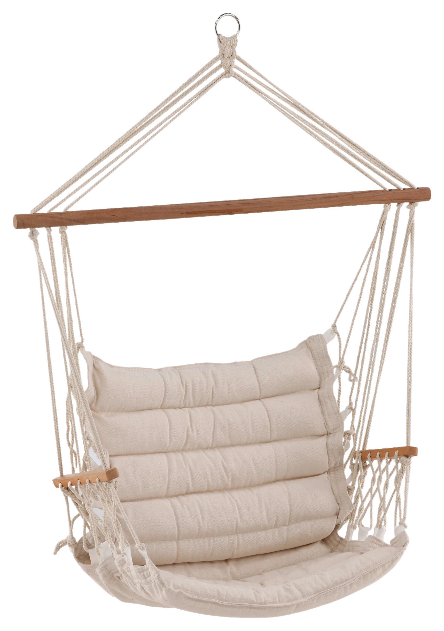 HÄNGESESSEL TAPAZ - Hellbraun/Weiß, KONVENTIONELL, Textil - Gardenson