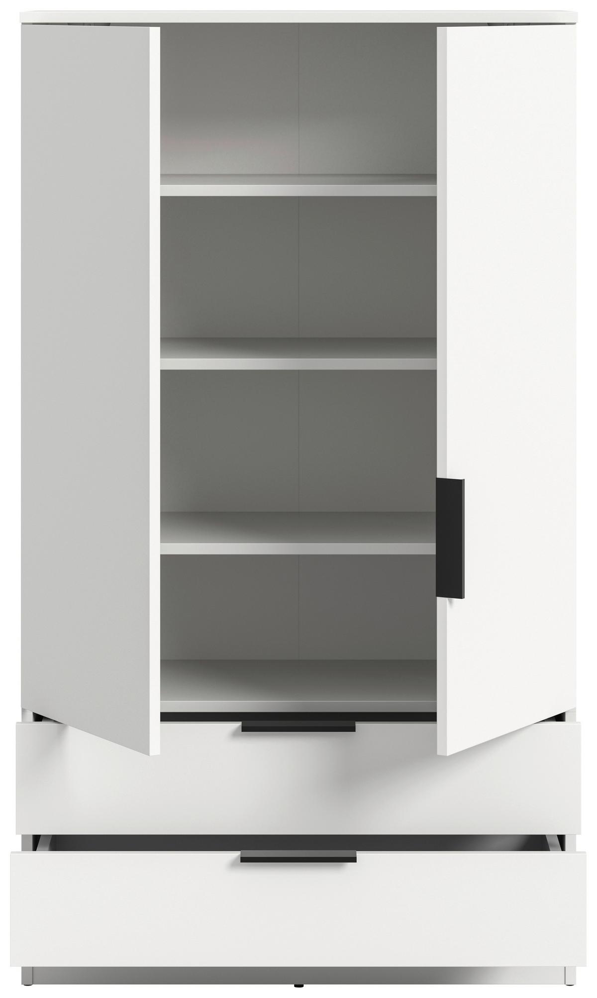 Drehtürenschrank KOPENHAGEN Weiß - Schwarz/Weiß, MODERN, Holzwerkstoff/Kunststoff (80/140/37cm) - Livetastic