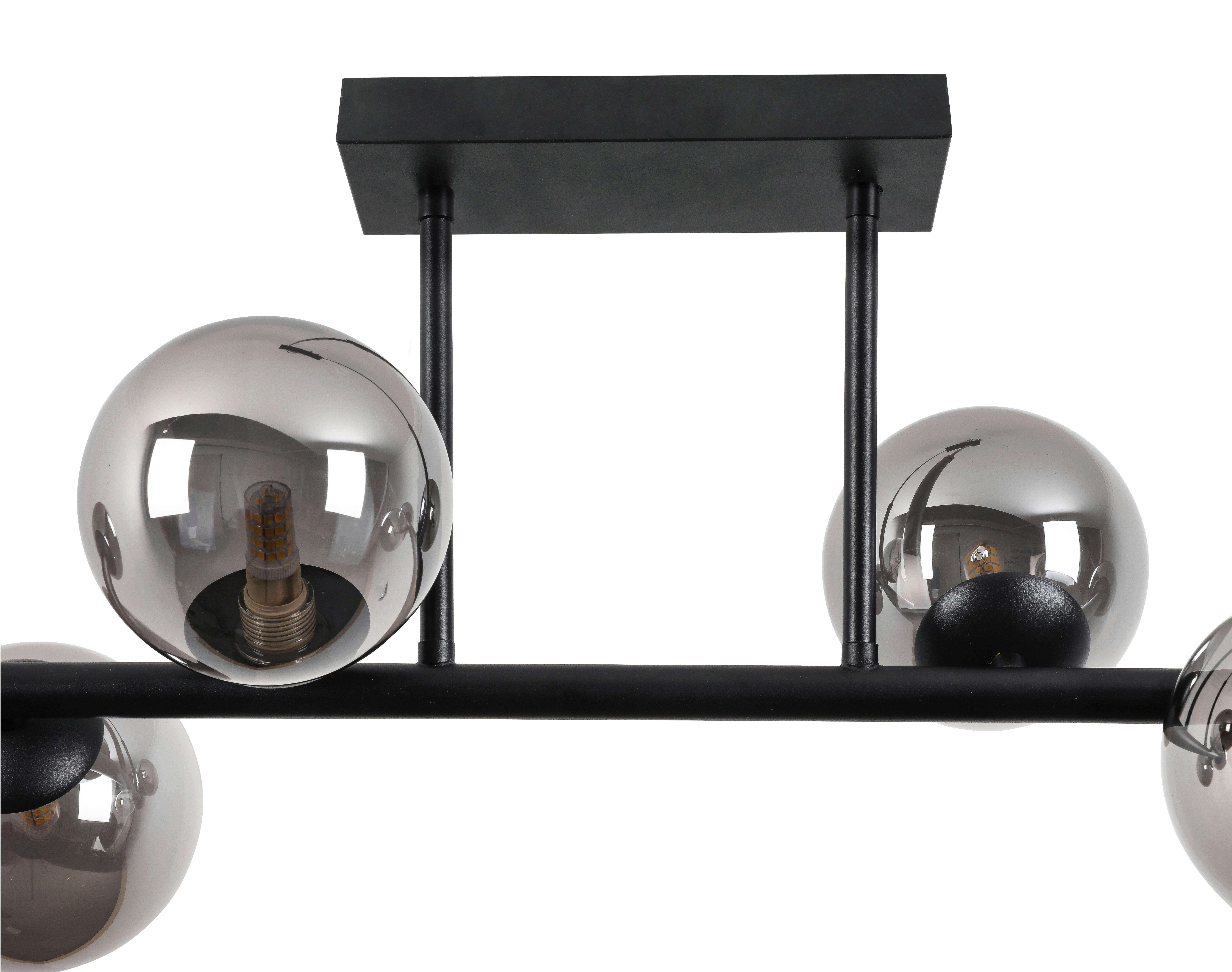 TAKLAMPA LISIB - kromfärg/svart, Modern, metall/glas (85/28/27cm) - Mömax
