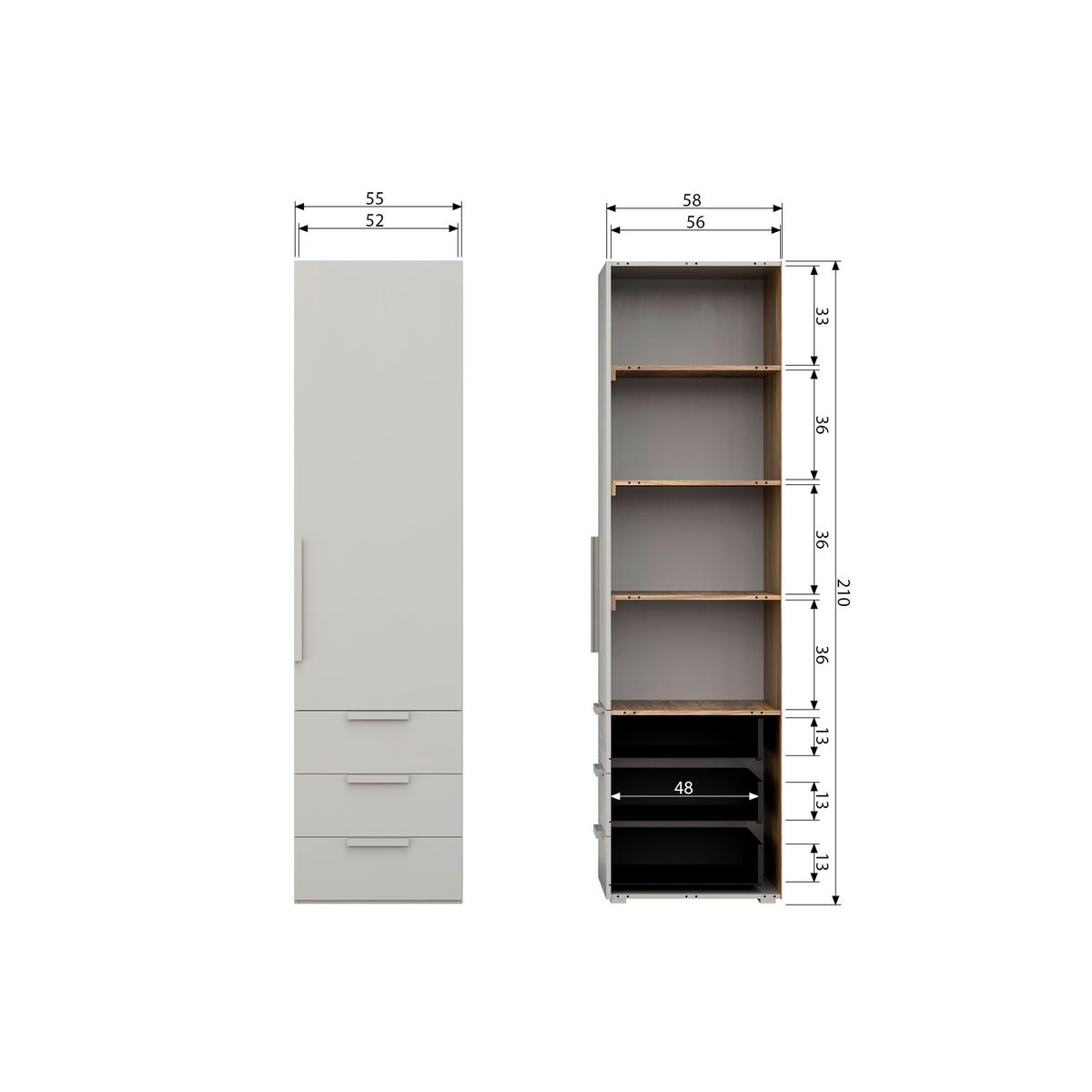 DREHTÜRENSCHRANK Rens, Grau B: 55 cm - Grau, Design, Holz (55/210/58cm) - Livetastic