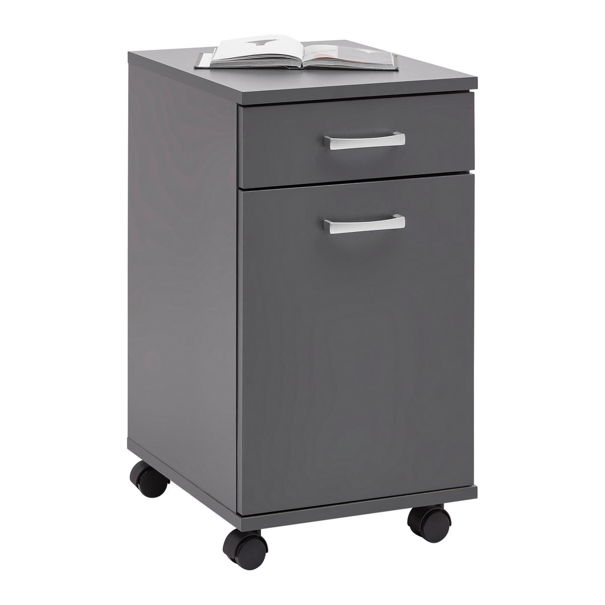 Rollcontainer Caorle in Anthrazit - Chromfarben/Anthrazit, KONVENTIONELL, Holzwerkstoff/Kunststoff (33/59/38cm) - Mömax