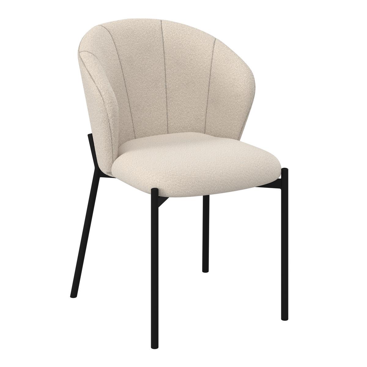 Stuhl Zoey Beige Chenille Gepolstert - Beige/Schwarz, MODERN, Holz/Textil (48/79/61cm) - Bessagi Home