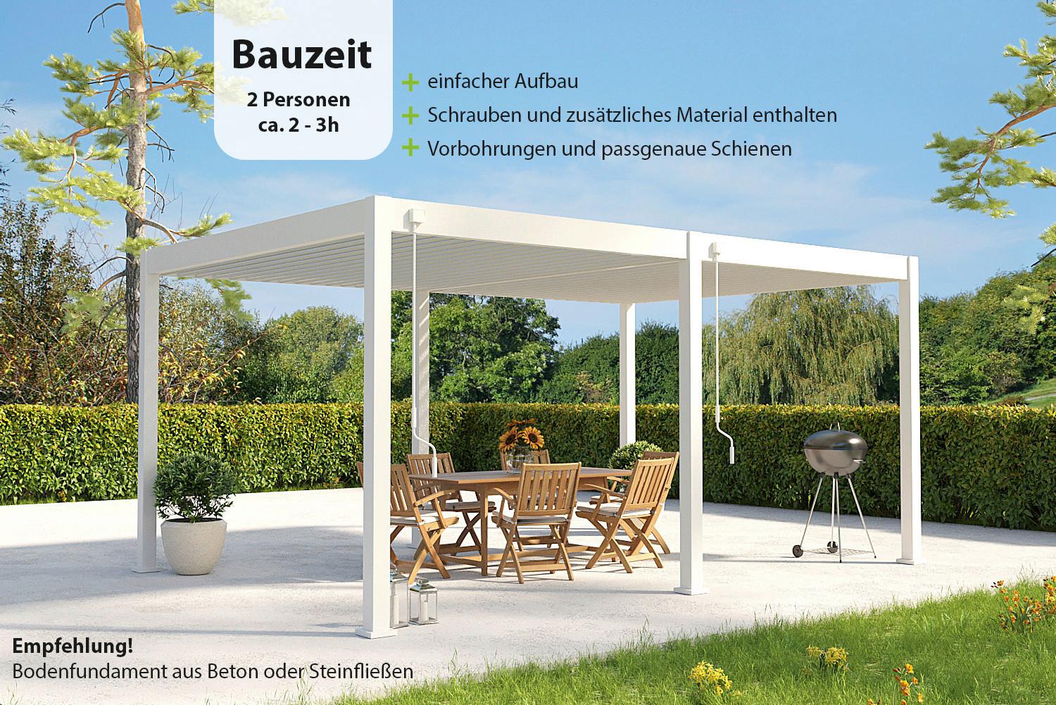 PERGOLA DELUXE 3,6X5,3M WEISS - Basics, Metall (530/255/360cm) - Gardenson