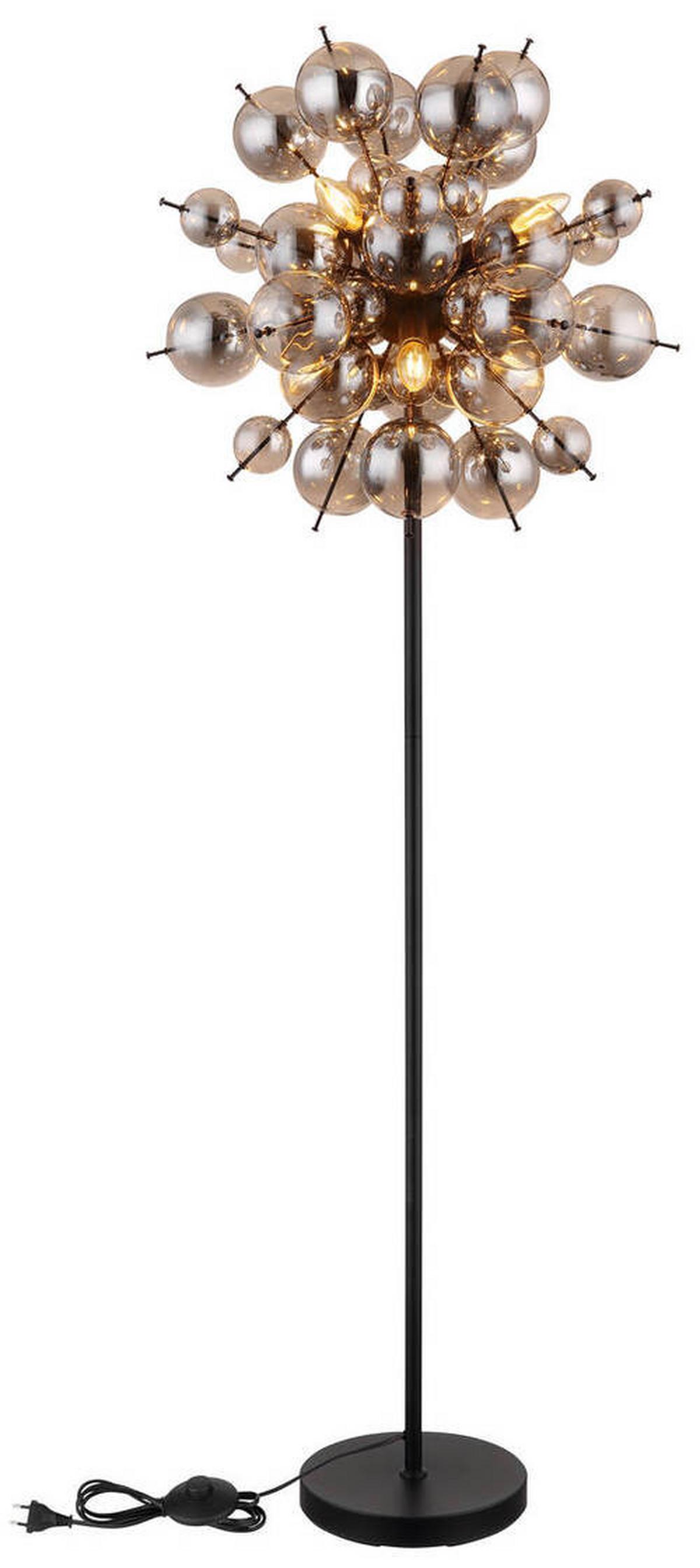 Stehleuchte Udo Schwarz max. 25 Watt - Schwarz, Design, Glas/Metall (55/155cm) - Globo