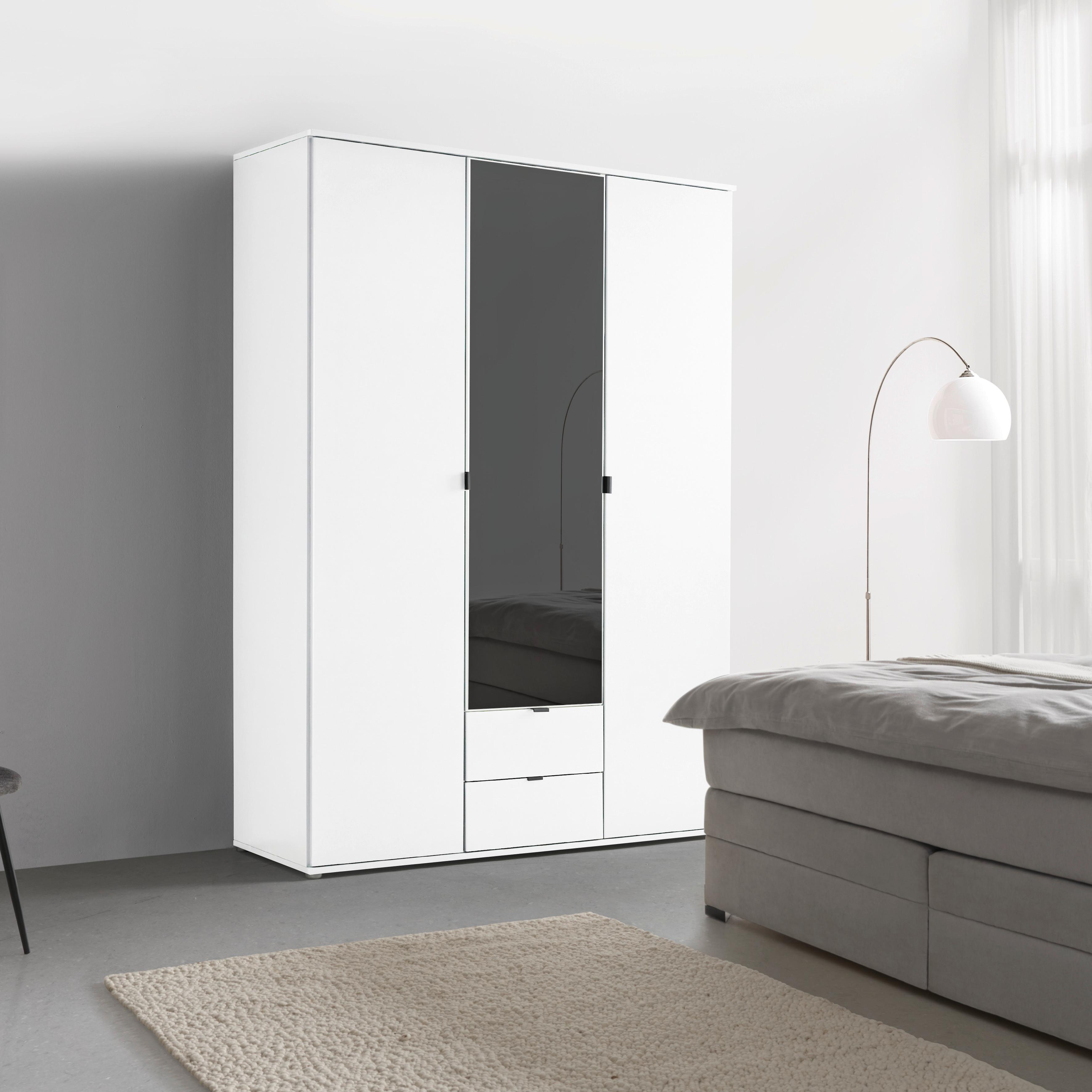 Drehtürenschrank Avila Weiß - Weiß/Grau, KONVENTIONELL, Glas/Holzwerkstoff (136/194/53cm) - Mömax