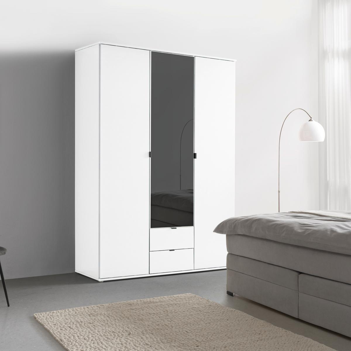 Drehtürenschrank Avila Weiß - Weiss/Grau, Konventionell, Glas/Holzwerkstoff (136/194/53cm) - Mömax