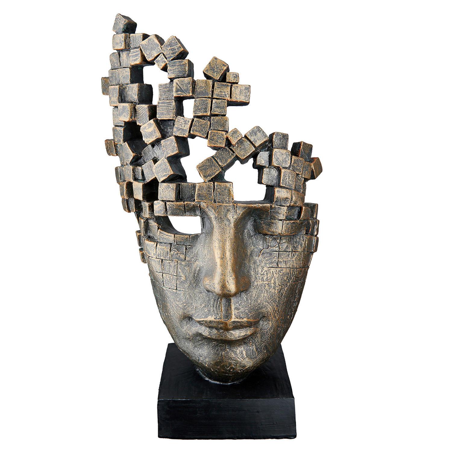 Skulptur Male Mask Bronzefarben - Bronzefarben, LIFESTYLE, Kunststoff (21,5/36/15cm)