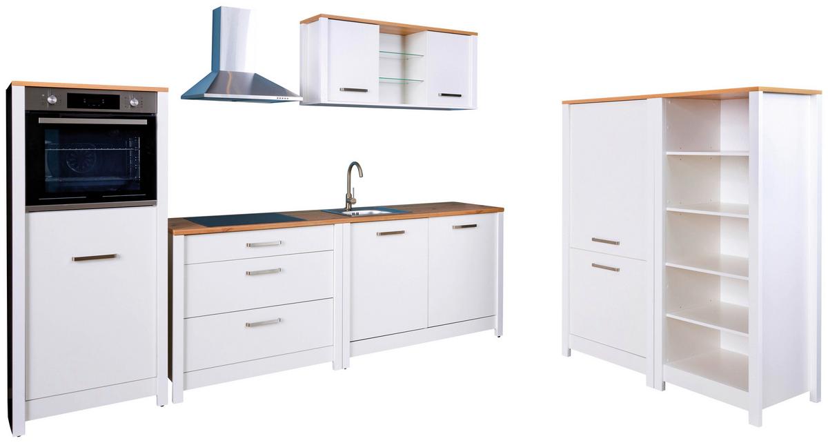 Küchenleerblock Bundle 8-Sorba o. Geräte Weiß - Silberfarben/Weiß, MODERN, Glas/Holzwerkstoff (430cm) - home24