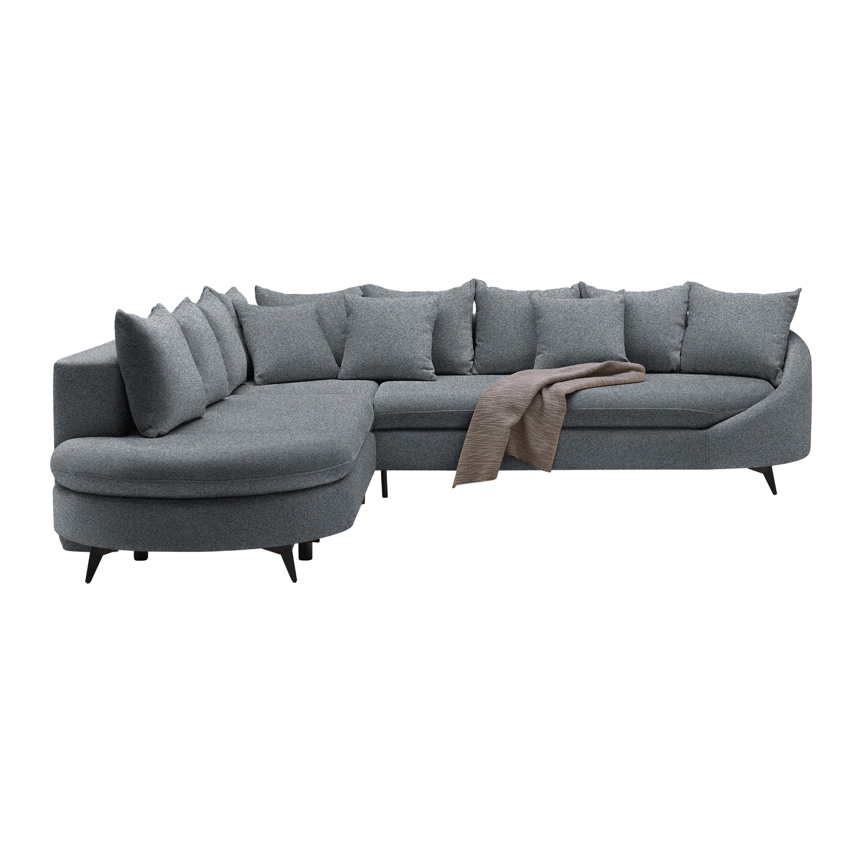 Ecksofa Axel Grau - Schwarz/Grau, MODERN, Textil/Metall (291/250cm) - Mömax