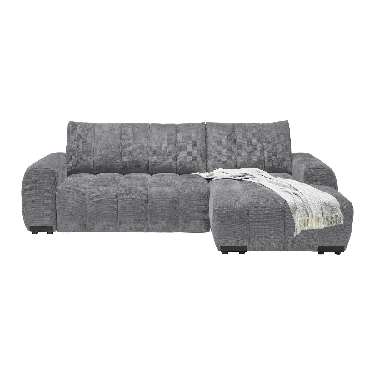 Wohnlandschaft Bolonia Grau - Schwarz Hochglanz/Grau, MODERN, Textil/Metall (273/93/166cm) - Mömax