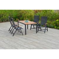 Gartentischgruppe Astros 5-tlg. Graphitfarben - Graphitfarben/Naturfarben, KONVENTIONELL, Holz/Kunststoff - Gardenson