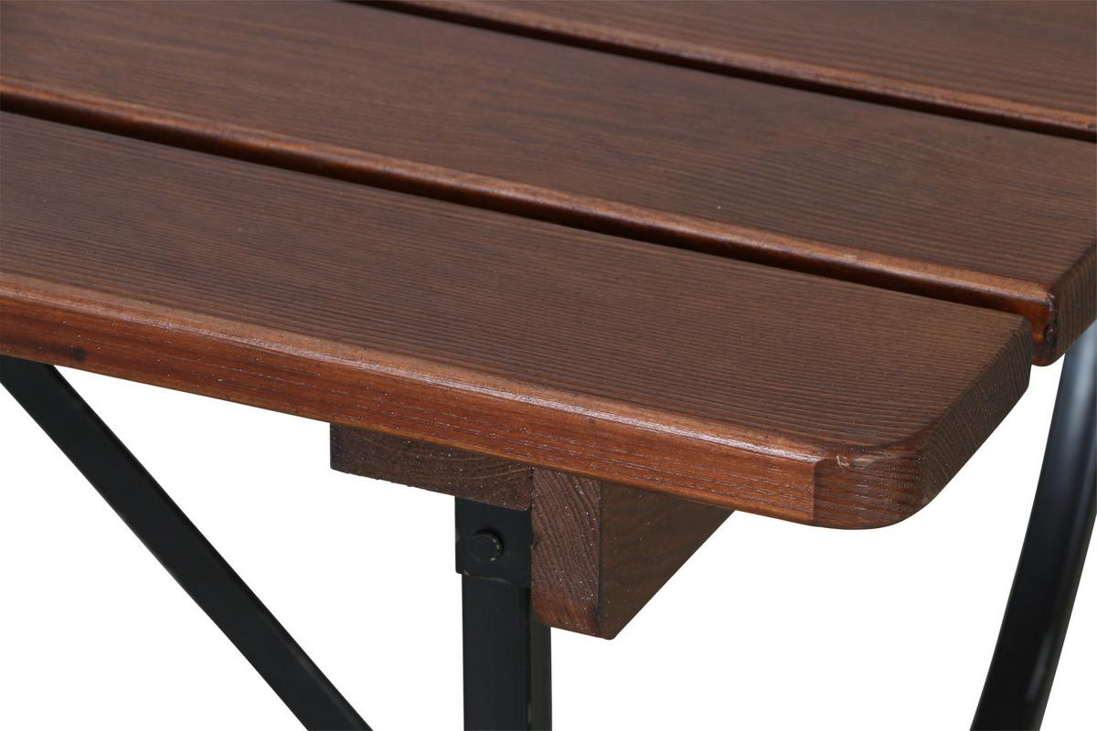 Biertischgarnitur Bavaria Braun/Schwarz - Dunkelbraun, MODERN, Holz/Metall (60/60/180cm) - Gardenson