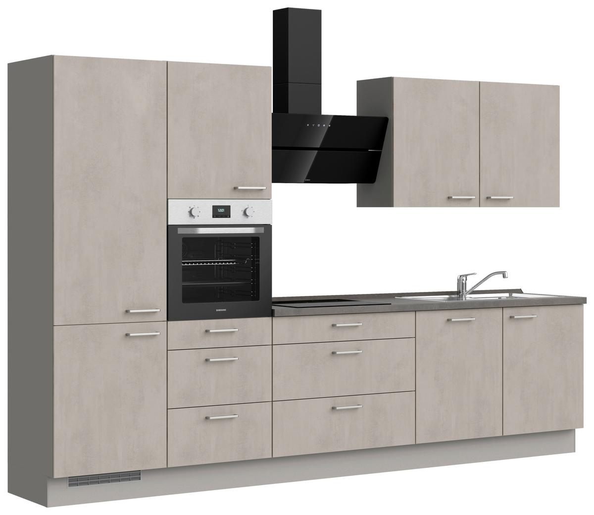 Küchenblock Riva High m. Geräten Grau - Schieferfarben/Edelstahlfarben, MODERN, Holzwerkstoff/Metall (330cm) - Nobilia