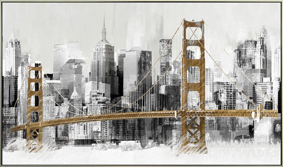 OBRAZ PRZESTRZENNY X2-P1808-1LUTZ - kolor srebrny/biały, Design, tworzywo sztuczne/drewno (120/70cm) - Monee