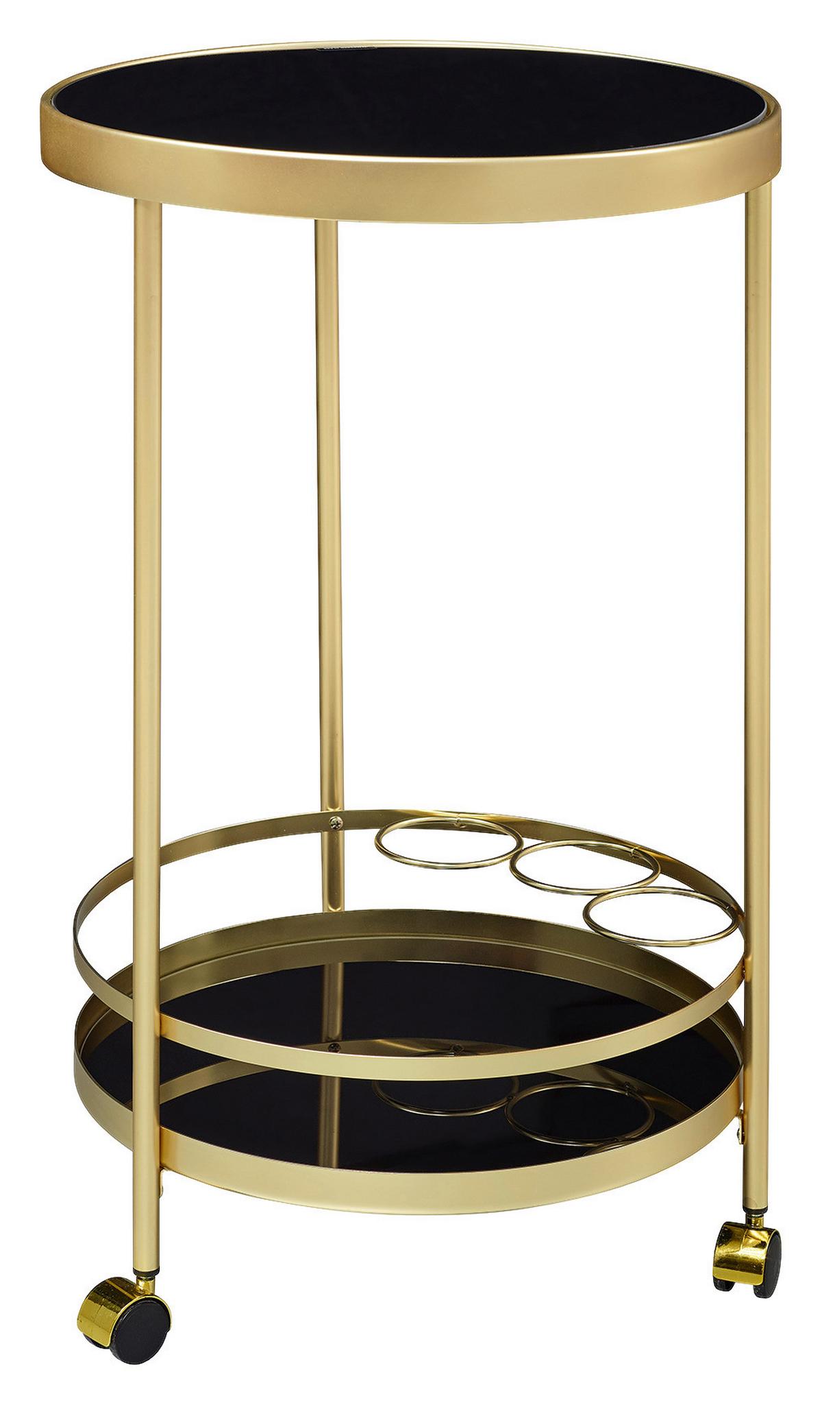 Servirni Voziček Wl6.000 - zlate barve/črna, Design, kovina/umetna masa (45/45/76cm) - MID.YOU