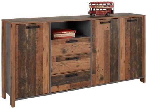 Sideboard in Anthrazit/Eichefarben - Eichefarben/Anthrazit, Konventionell, Holzwerkstoff/Kunststoff (183/93/38cm) - Mömax