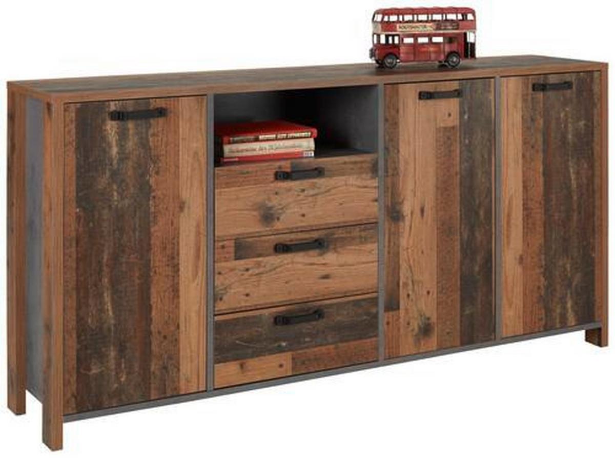 Sideboard in Anthrazit/Eichefarben - Eichefarben/Anthrazit, Konventionell, Holzwerkstoff/Kunststoff (183/93/38cm) - Mömax