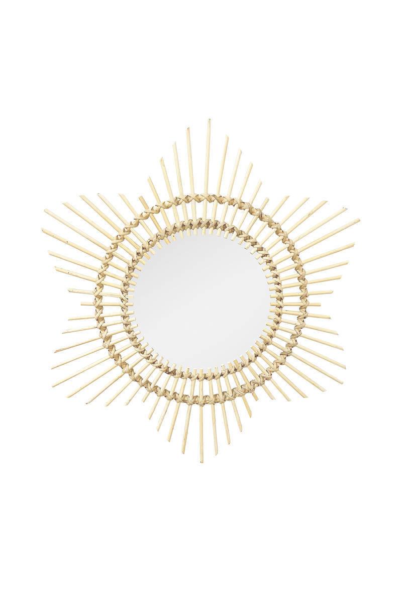 WANDSPIEGEL RATTAN SPIEGEL AINA 435 - Naturfarben, Trend, Glas/Holz (70/70/2cm) - Kayoom