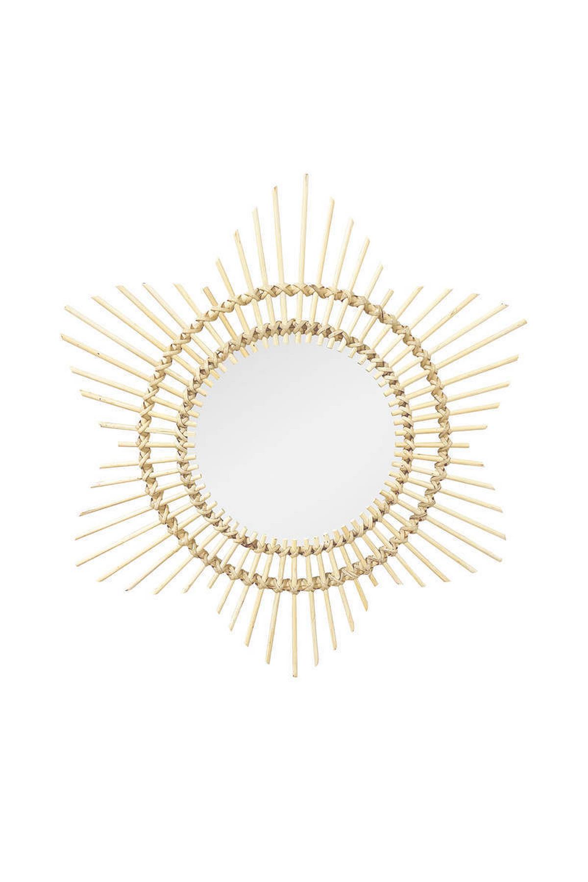 WANDSPIEGEL RATTAN SPIEGEL AINA 435 - Naturfarben, Trend, Glas/Holz (70/70/2cm) - Kayoom