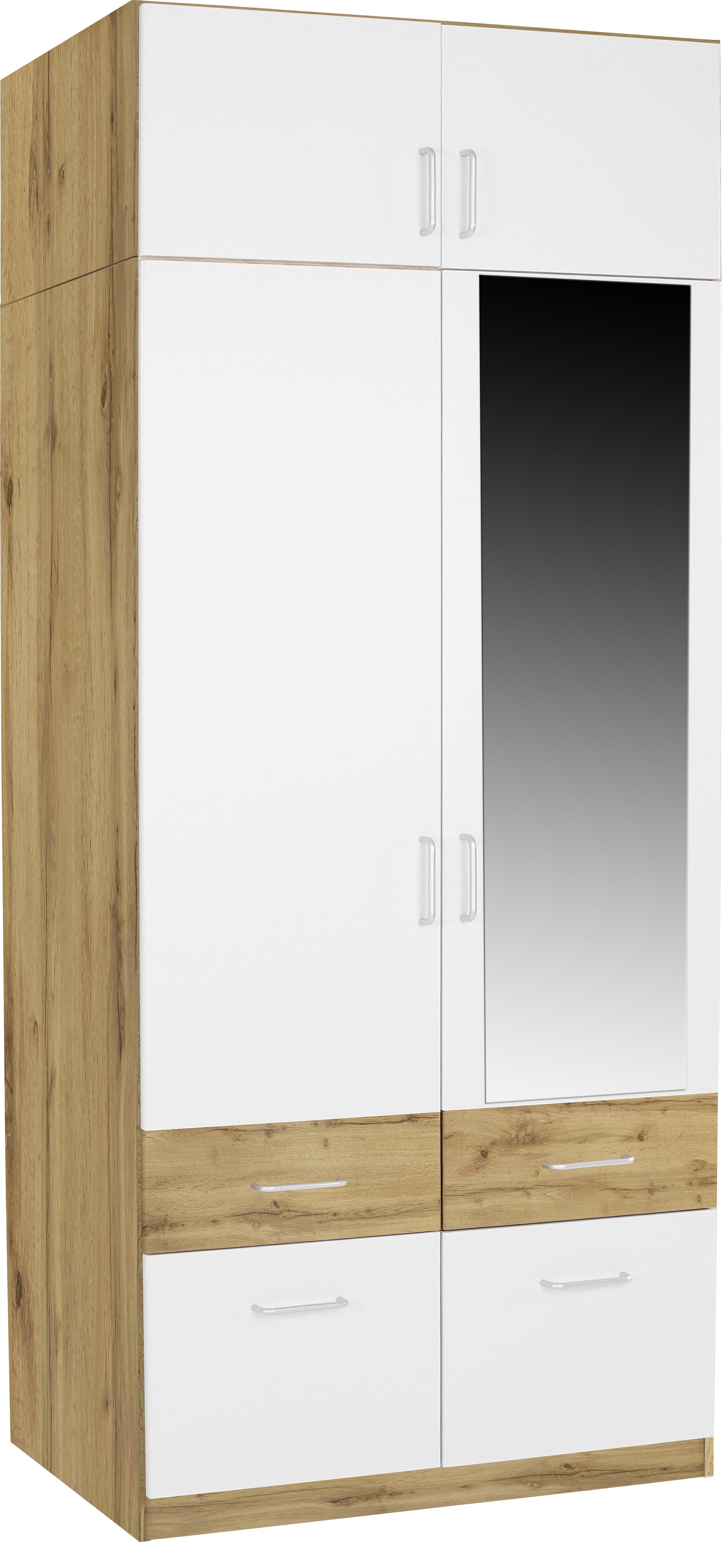 Dulap auxiliar superior Aalen Extra - alb/culoare lemn stejar, Konventionell, material pe bază de lemn (91/39/54cm)
