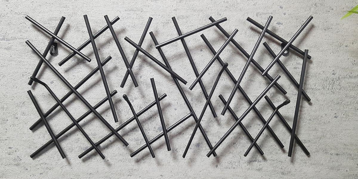 WIESZAK ŚCIENNY MIKADO 2 - czarny, Design, metal (60/30/5cm)