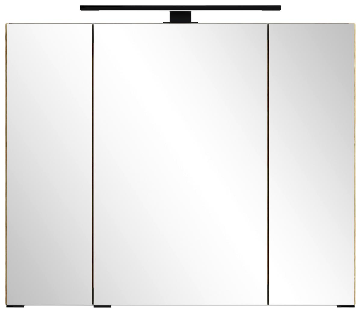Spiegelschrank Sevilla ca. 80x64 cm Eiche Artisan - Schwarz/Eiche Artisan, MODERN, Glas/Holzwerkstoff (80/64/20cm) - Held