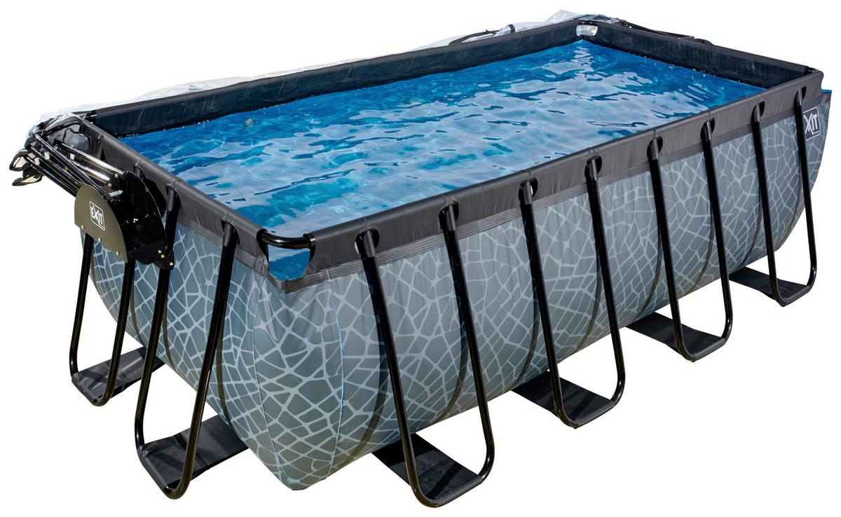 Bazen Exit Stone Pool, Črpalka S Peščenim Filtrom, 400x200cm - črna, Konvencionalno, kovina (400/200/122cm) - EXIT Toys