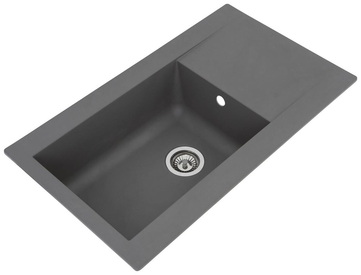 Einbauspüle Denver ca. 86x20x50 cm Grau - Grau, Trend, Glas/Kunststoff (86/20/50cm) - Respekta