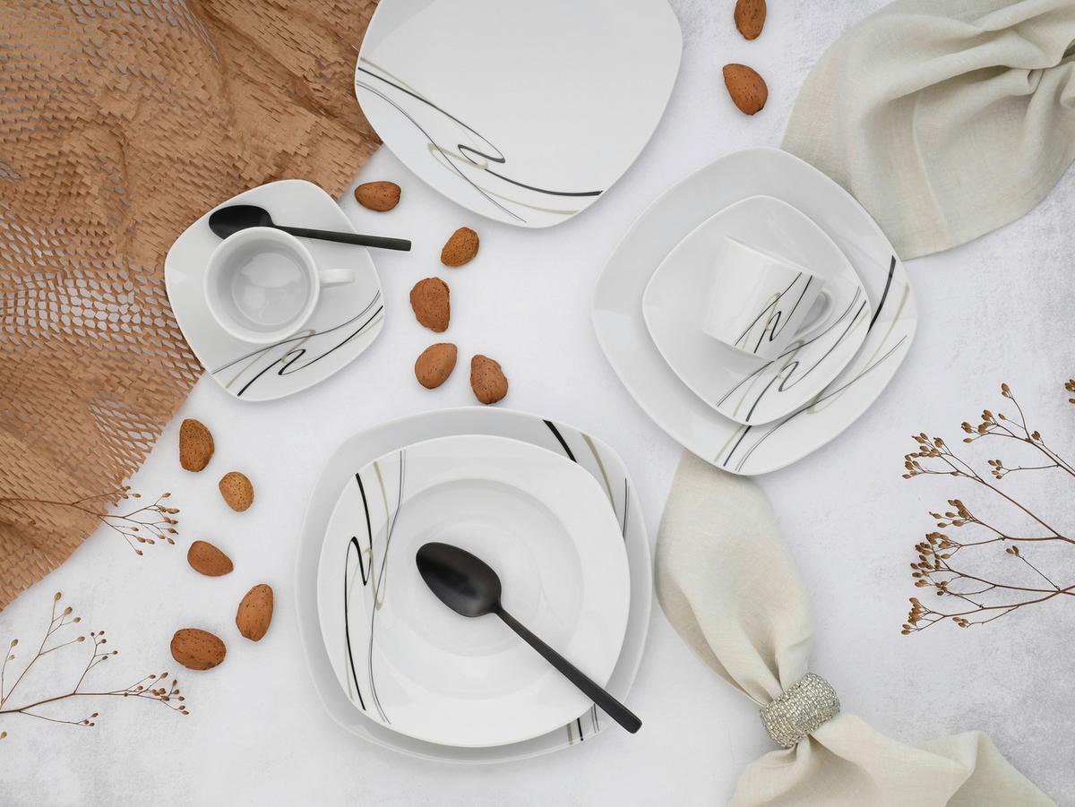 Kombiservice Amelie Piazza Weiß, 30-teilig - Basics, Keramik - Creatable