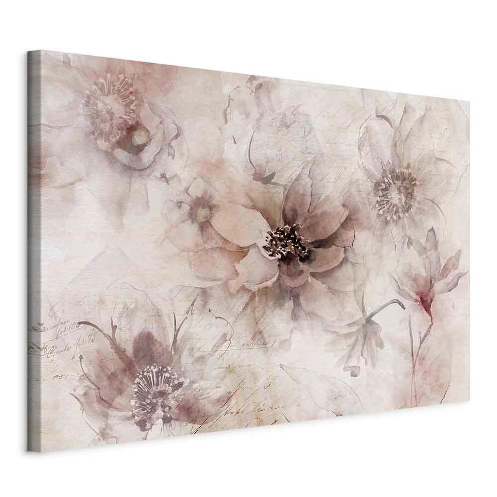Slika Na Platnu Floral Poem - barve kapučina/sivobela, Basics, tekstil/leseni material (60/40/1,2cm) - artgeist