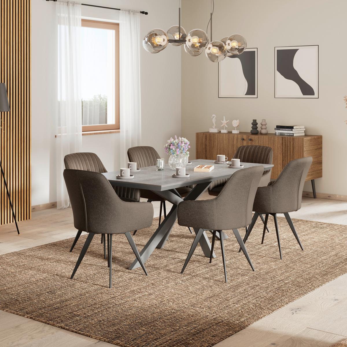 Stol Bella, Rjava, Vrtljiv - črna/rjava, Konvencionalno, kovina/tekstil (63/90/61cm)