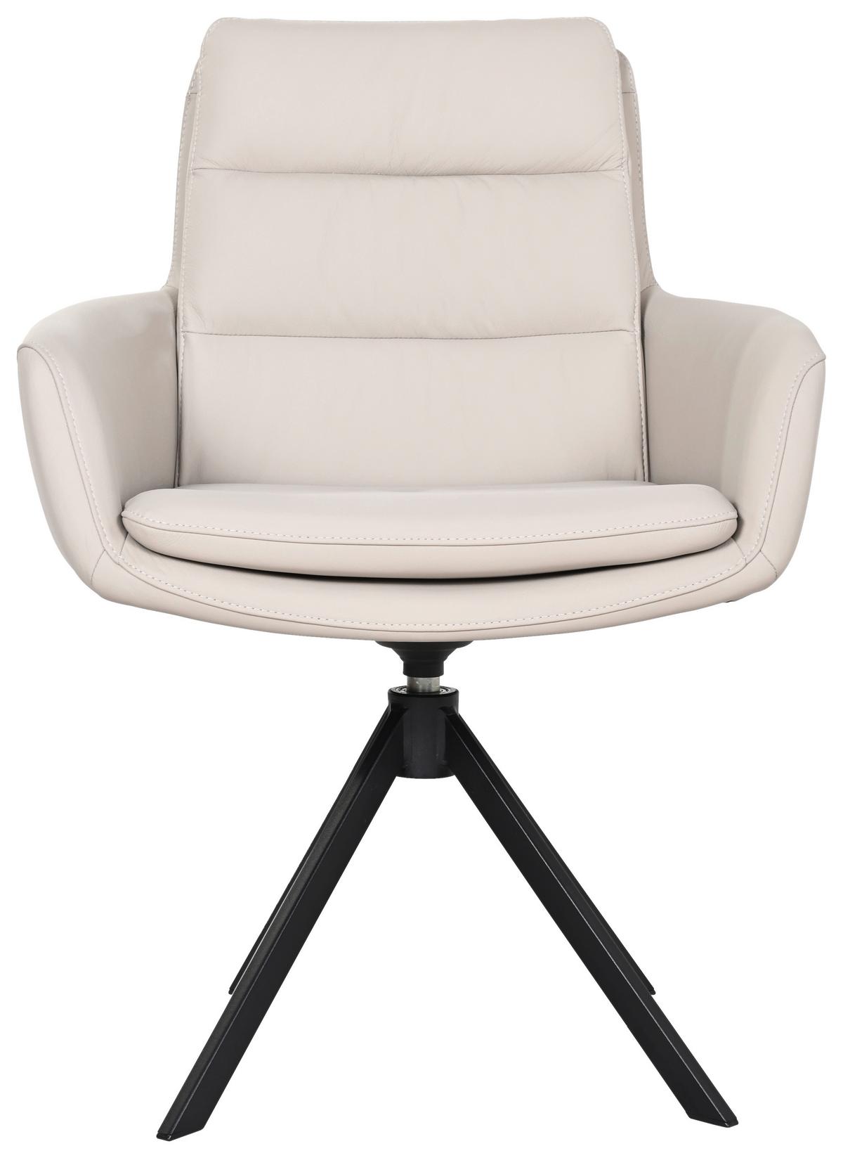 KRZESŁO Z PODŁOKIETNIKAMI EVEREST -EXKLUSIV- - czarny/taupe, Design, skóra/metal (62,5/86,5/66,5cm) - Dieter Knoll