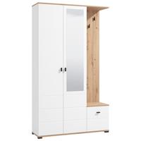 Garderobe Canvey Weiß/Eiche Artisan - Weiß/Eiche Artisan, MODERN, Glas/Holzwerkstoff (116/197/35cm) - Mömax