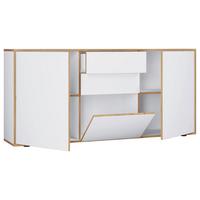 Kommode Salia Weiß/Honigeiche - Honigeiche/Schwarz, Design, Holzwerkstoff/Kunststoff (160/74/33cm) - MID.YOU