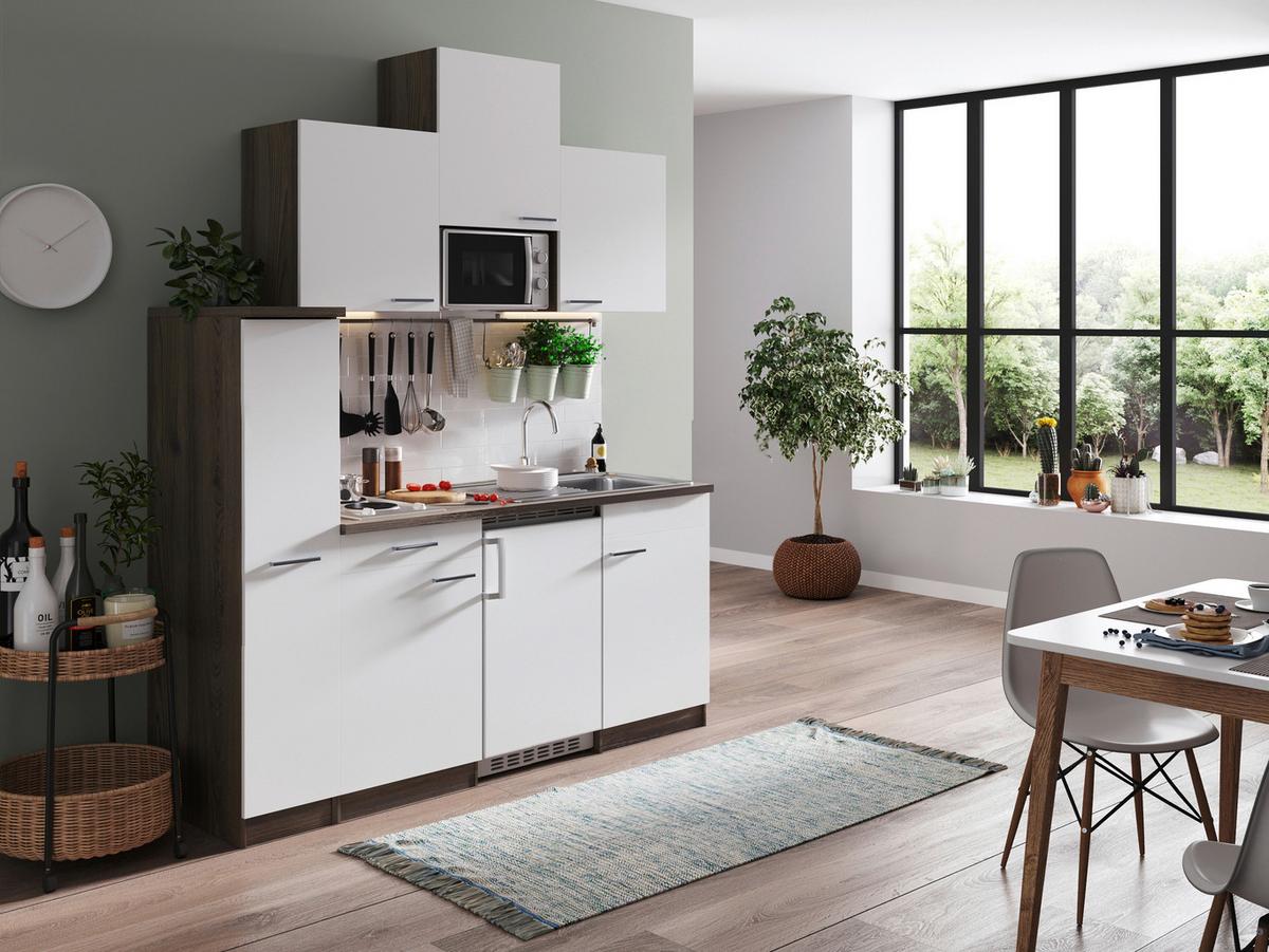 Kuhinjski Blok Z Aparati Oliver, Barva Hrasta, Bela - barve hrasta/bela, Basics, umetna masa/leseni material (180cm) - Respekta