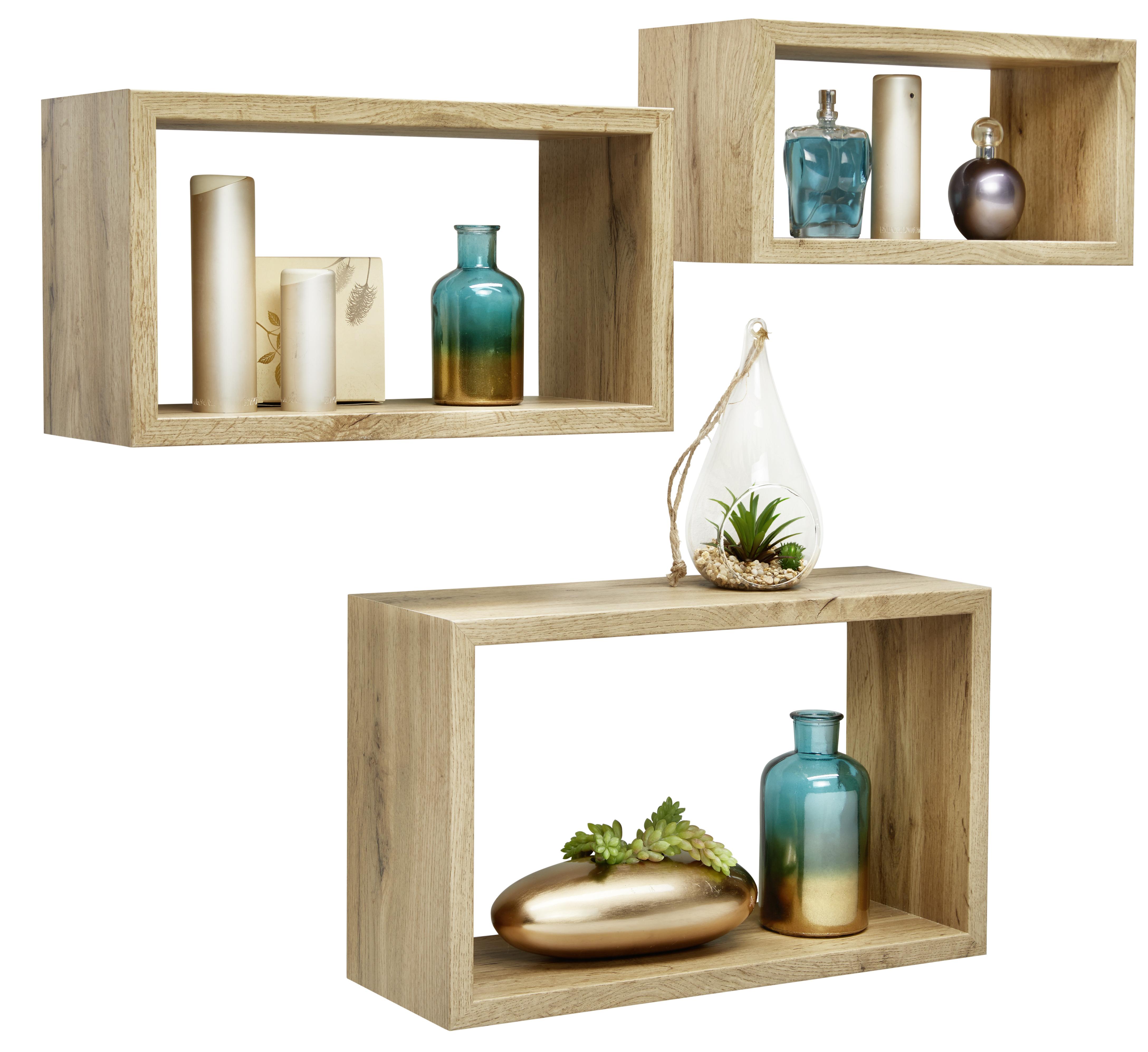 Set Stenskih Polic Trittico -Sb- - hrast, Moderno, leseni material (45-40-35/27-22-17/16cm) - Modern Living