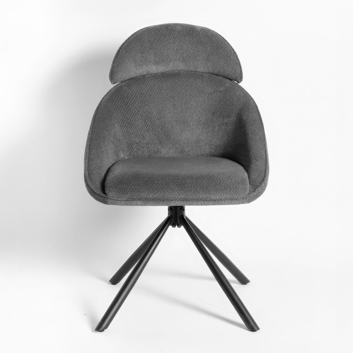 Armlehnstuhl Maira Dunkelgrau Webstoff Drehbar Gepolstert - Dunkelgrau/Schwarz, MODERN, Textil/Metall (59,5/93/66cm) - Bessagi Home